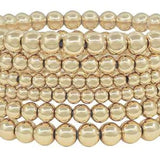 Water Resistant Set of 6 Gold 3,4,6mm Beaded Stretch Bracelets