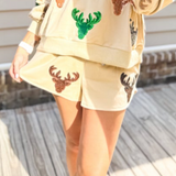 Queen Of Sparkles Beige Deer Head Short - Final Sale