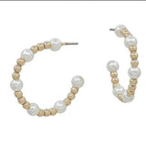Water Resistant Gold + Pearl Beaded Hoop - Final Sale