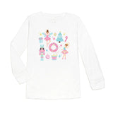 Youth Nutcracker Doodle Christmas Long Sleeve Shirt - White