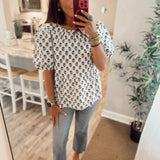 Nina Top - Navy Floral Foulard
