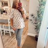 Nina Top - Tan Cottage Stripes