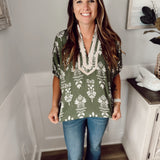 Botanical Dreams Top - Olive