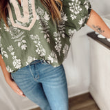 Botanical Dreams Top - Olive