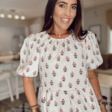 Nina Top - Tan Cottage Stripes