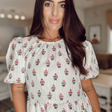 Nina Top - Tan Cottage Stripes