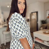 Nina Top - Navy Floral Foulard