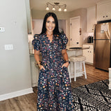 Mady Classic Floral Dress - Navy