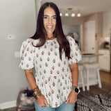 Nina Top - Tan Cottage Stripes