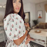 Nina Top - Tan Cottage Stripes