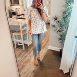 Nina Top - Tan Cottage Stripes