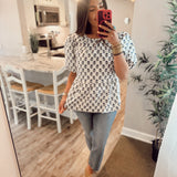 Nina Top - Navy Floral Foulard