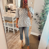 Nina Top - Navy Floral Foulard
