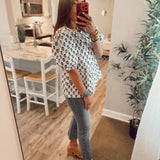 Nina Top - Navy Floral Foulard