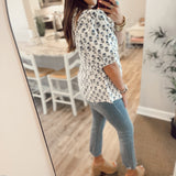 Nina Top - Navy Floral Foulard