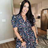 Mady Classic Floral Dress - Navy