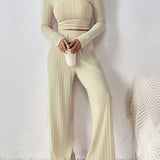 Scoop Neck Long Sleeve Top and Pants Set