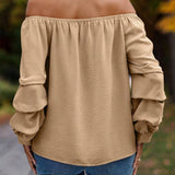 Ruched Off-Shoulder Long Sleeve Blouse