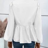 Peplum Tied Long Sleeve Blouse