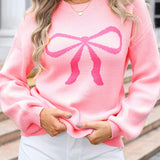 Bow Round Neck Long Sleeve Sweater