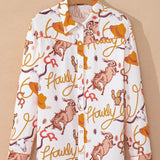 Printed Collared Neck Long Sleeve Shirt