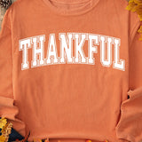 THANKFUL Round Neck Long Sleeve Sweatshirt