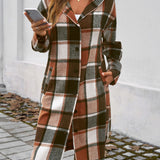 Devine Plaid Long Sleeve Hooded Coat