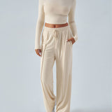 Devine Round Neck Long Sleeve Top and Pants Set