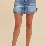 Annie Wear Cargo Denim Mini Skirt