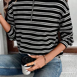 Striped Half Zip Long Sleeve Top