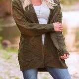 Cable-Knit Open Front Long Sleeve Cardigan