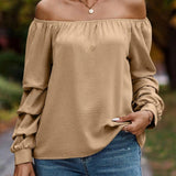 Ruched Off-Shoulder Long Sleeve Blouse