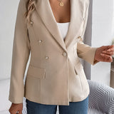 Decorative Pocket Flap Lapel Collar Long Sleeve Blazer