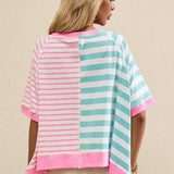 Contrast Stripes Round Neck Half Sleeve T-Shirt