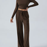 Devine Round Neck Long Sleeve Top and Pants Set