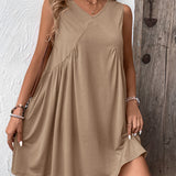 Ivy Lane Ruched V-Neck Sleeveless Mini Dress