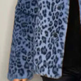 Full Size Leopard Furry Collared Neck Long Sleeve Coat