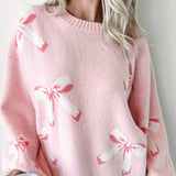 Bow Round Neck Long Sleeve Sweater