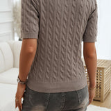 Cable-Knit Short Sleeve Sweater