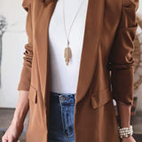 Collared Neck Puff Sleeve Blazer