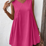 Ivy Lane Ruched V-Neck Sleeveless Mini Dress