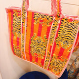 Tiger Strikes Orange Quilted Tote - Final Sale