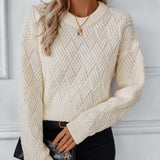 Round Neck Long Sleeve Woven Sweater