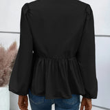 Peplum Tied Long Sleeve Blouse