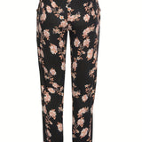 Drawstring Flower Pants with Pockets
