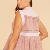 Annie Wear Contrast Trim Peplum Button Detail Blouse
