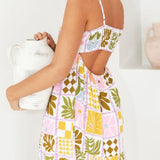 Cutout Printed Square Neck Maxi Cami Dress