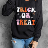 Letter Graphic Round Neck Long Sleeve Sweatshirt