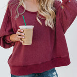 Backless Round Neck Long Sleeve Sweatshirt