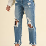 Annie Wear Distressed Raw Hem Cropped Jeans